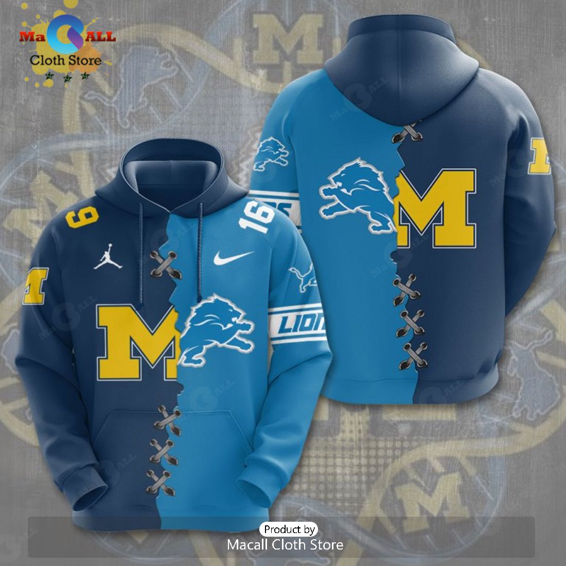 Michigan Wolverines Football x Detroit Lions Mix Jersey Apparels Hoodie 3D Michigan Wolverines Football x Detroit Lions Mix Jersey Apparels Hoodie 3D