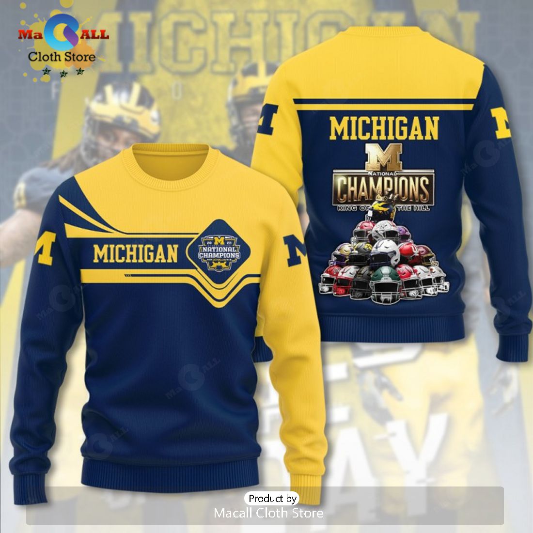 Michigan Wolverines King Of The Hill Football Apparels Hoodie 3D Limited