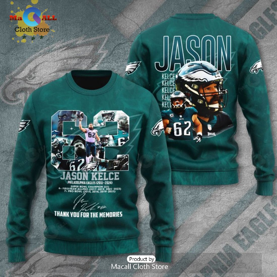 Philadelphia Eagles x Jason Kelce Signaltures Memories Apparels Hoodie 3D