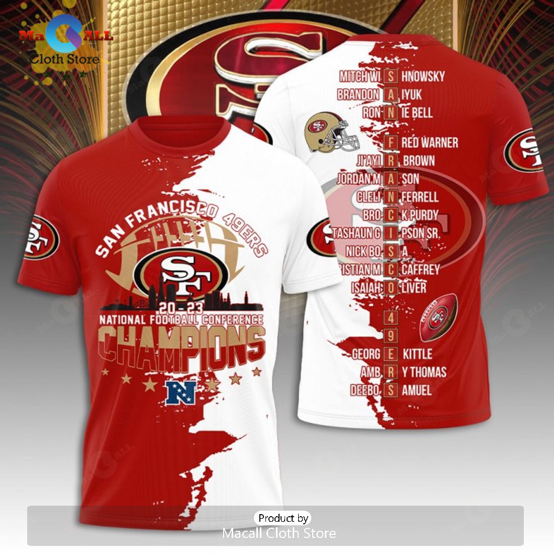 San Francisco 49ers 2023 Football Conference Mix Color Apparels Hoodie 3D