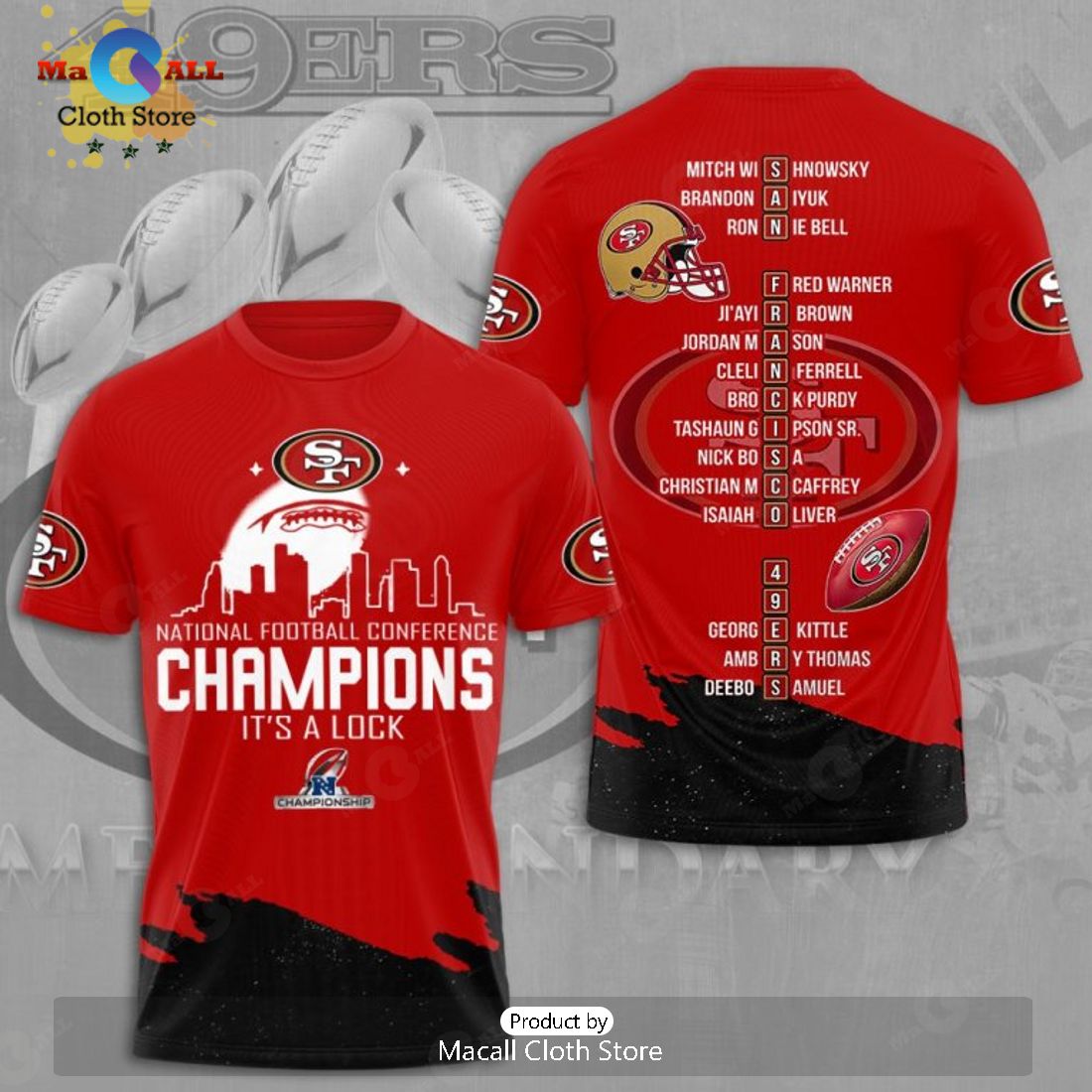 San Francisco 49ers Conference Football Champions It’s A Lock Red Apparels Hoodie 3D