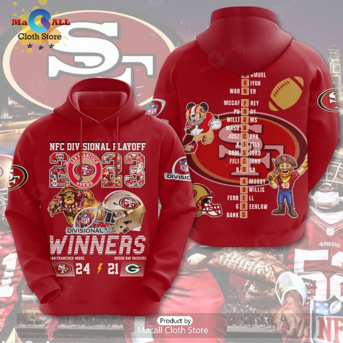 San Francisco 49ers NFC Divisional Playoff Winners Red Apparels Hoodie 3D