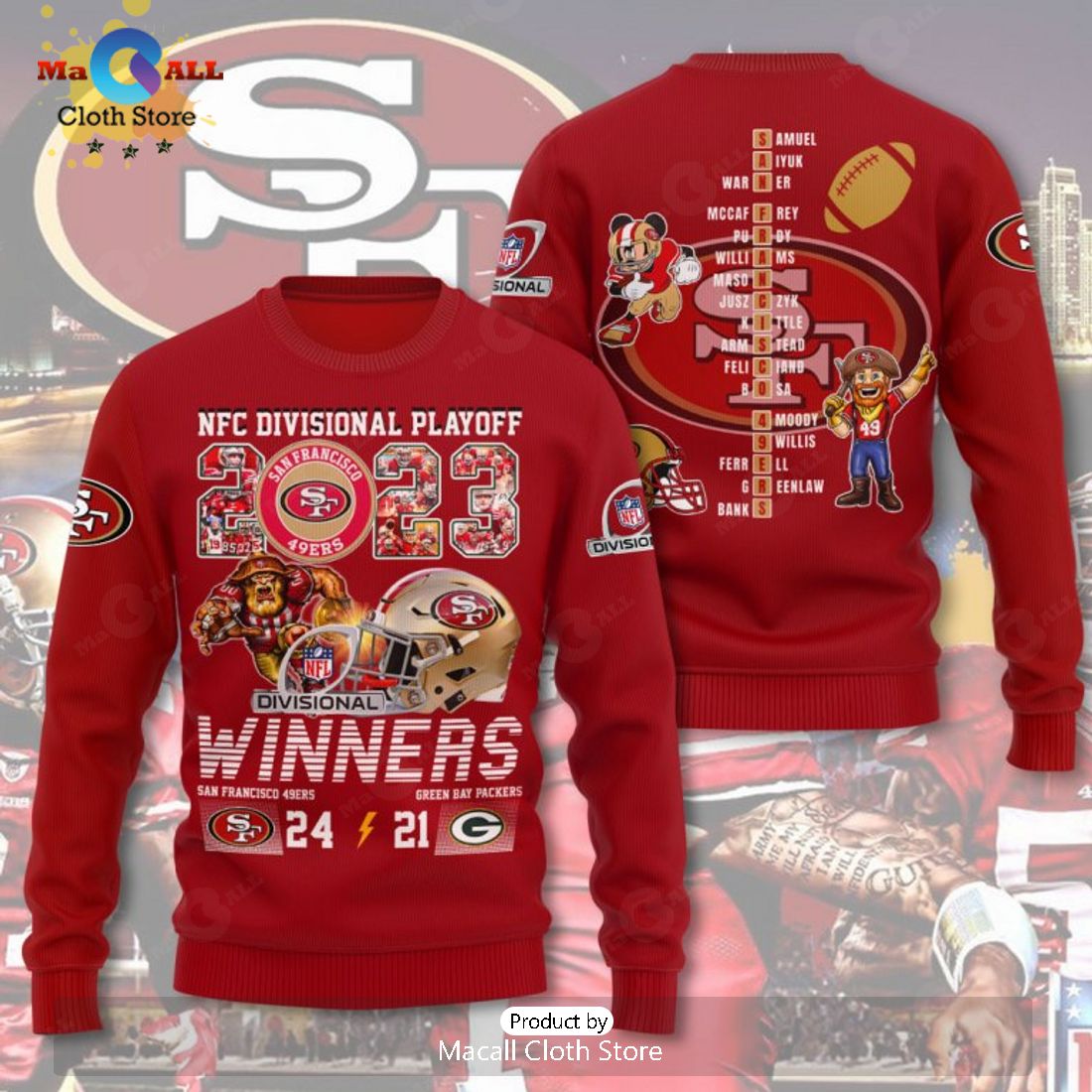 San Francisco 49ers NFC Divisional Playoff Winners Red Apparels Hoodie 3D