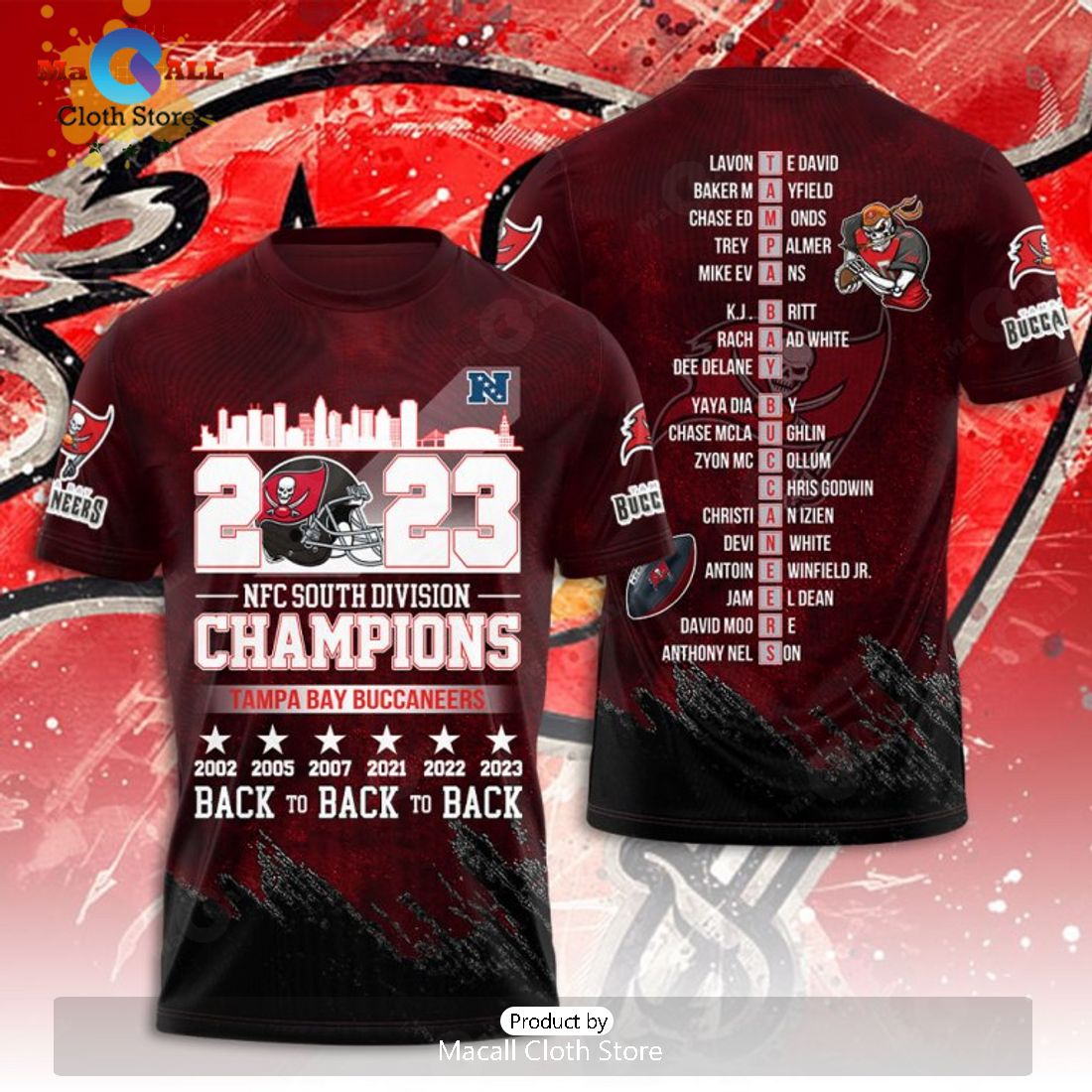 Tampa Bay Buccaneers NFC South Division Back To Back Apparels Hoodie 3D