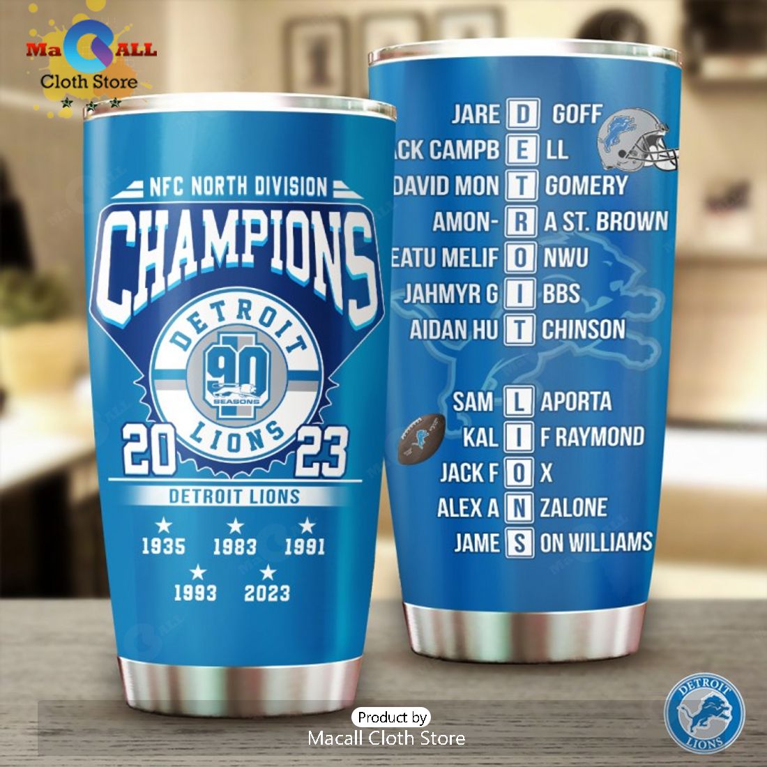 NFC North 2023 Champions Detroit Lions Blue Tumbler Cup Limited NFC North 2023 Champions Detroit Lions Blue Tumbler Cup Limited