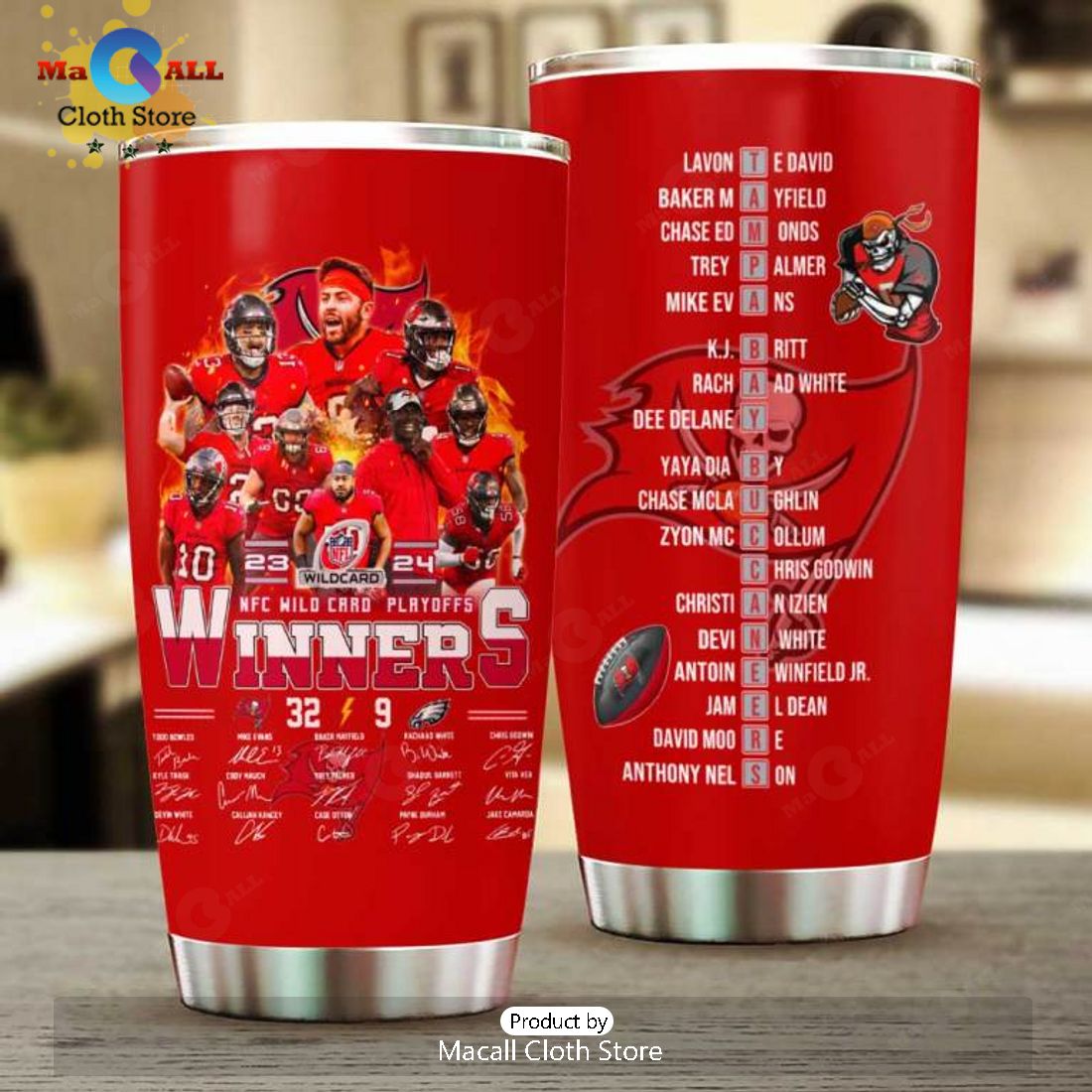 NFC South Division Champions Signatures Tampa Bay Buccaneers Red Tumbler Cup NFC South Division Champions Signatures Tampa Bay Buccaneers Red Tumbler Cup