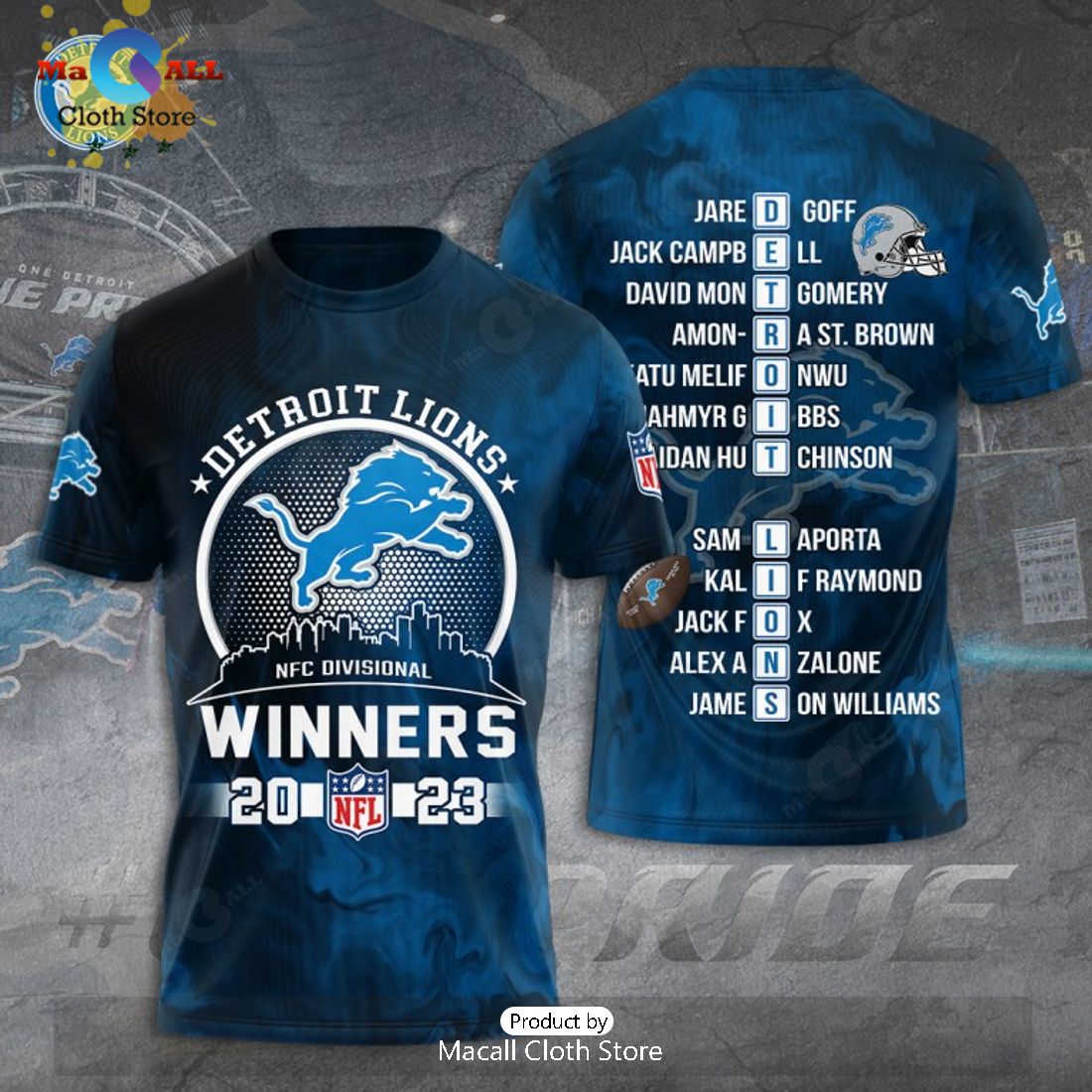 2023 Detroit Lions NFC Divisionbal Winners Navy Apparels Hoodie 3D Limited