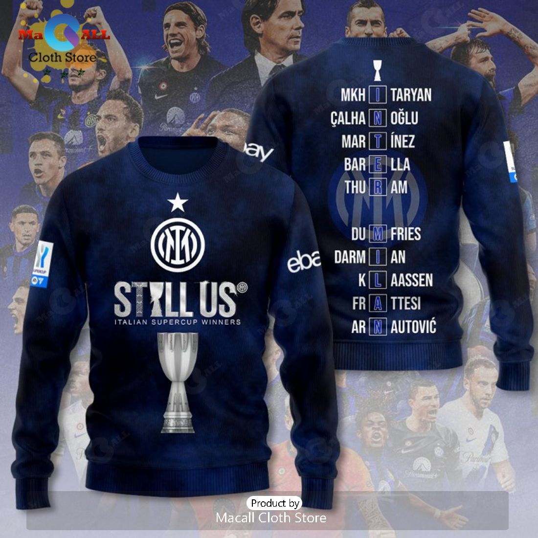 Inter Milan FC Still US Italian Supercup Winners Navy Apparels Hoodie 3D