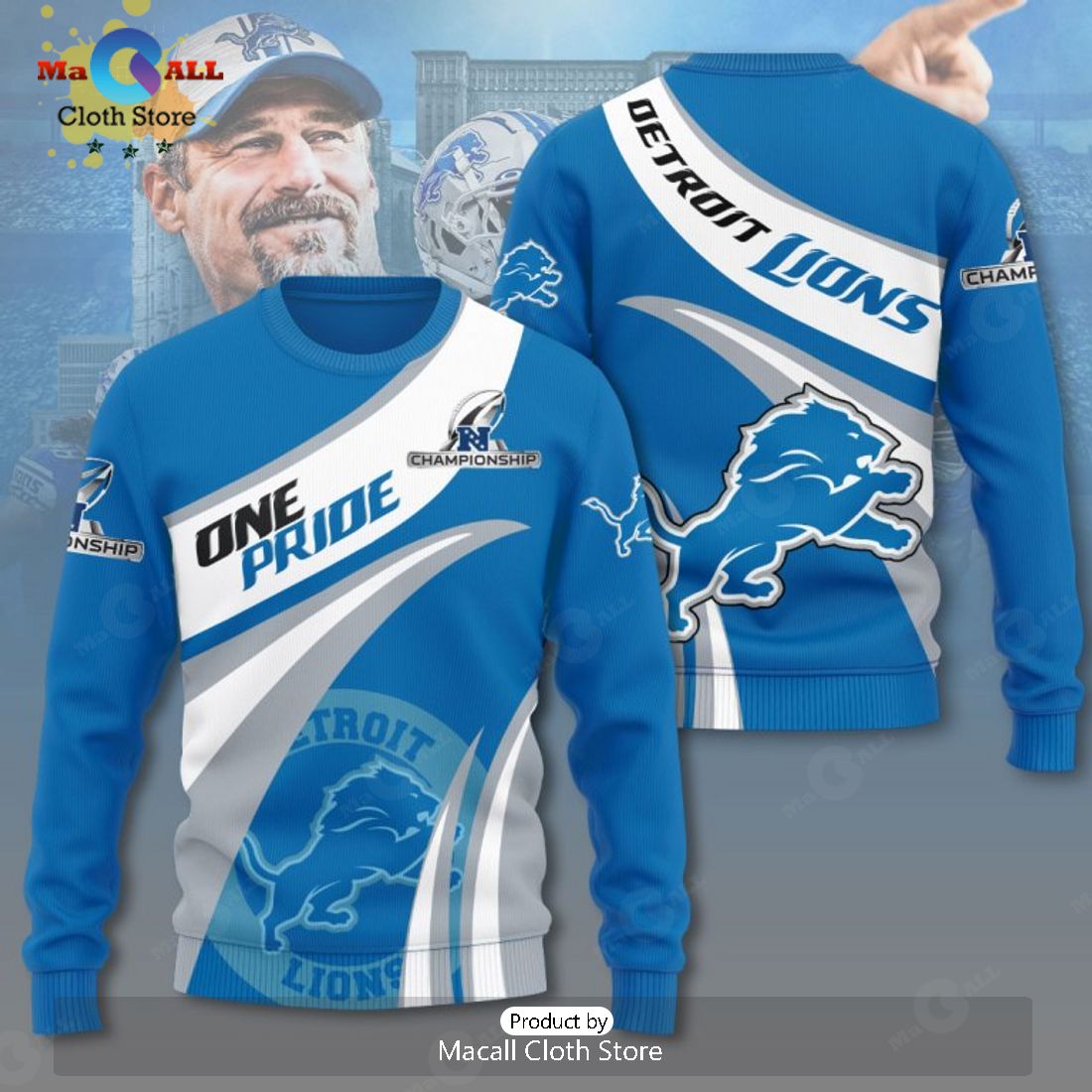Limited One Pride Championship Detroit Lions Blue Apparels Hoodie 3D
