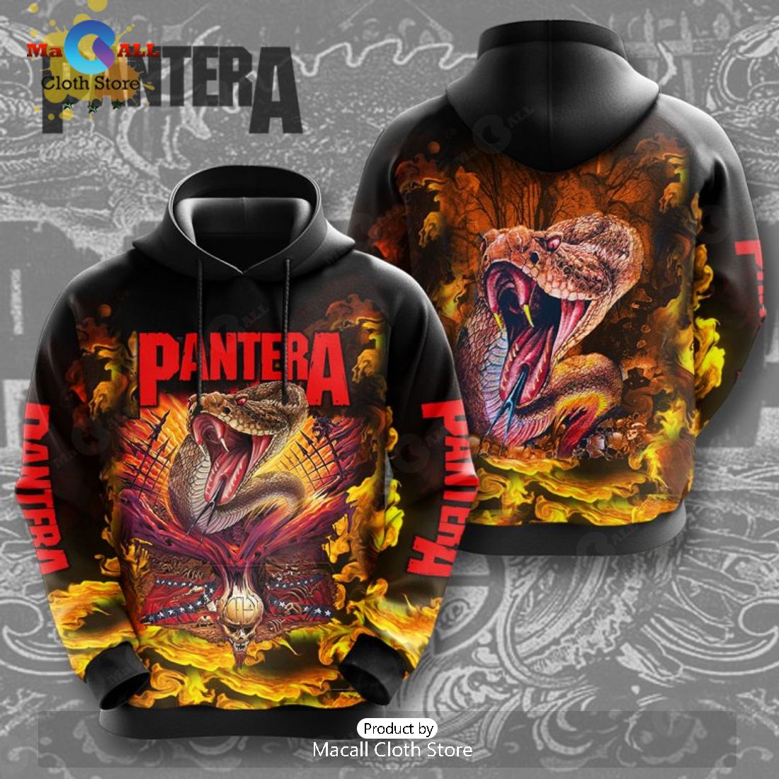 Limited Special Pantera Skull Fire Design Black Apparels Hoodie 3D