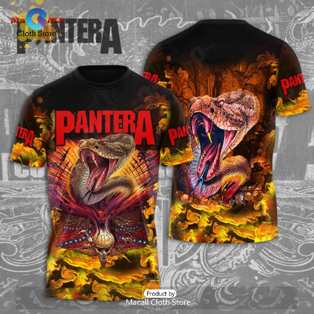 Limited Special Pantera Skull Fire Design Black Apparels Hoodie 3D