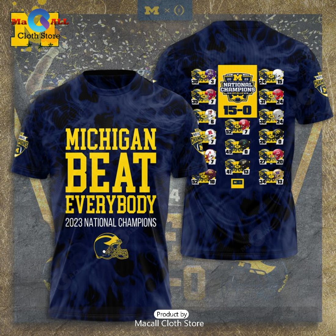 Michigan Wolverines Beat Everybody 2023 Football Blue Apparels Hoodie 3D