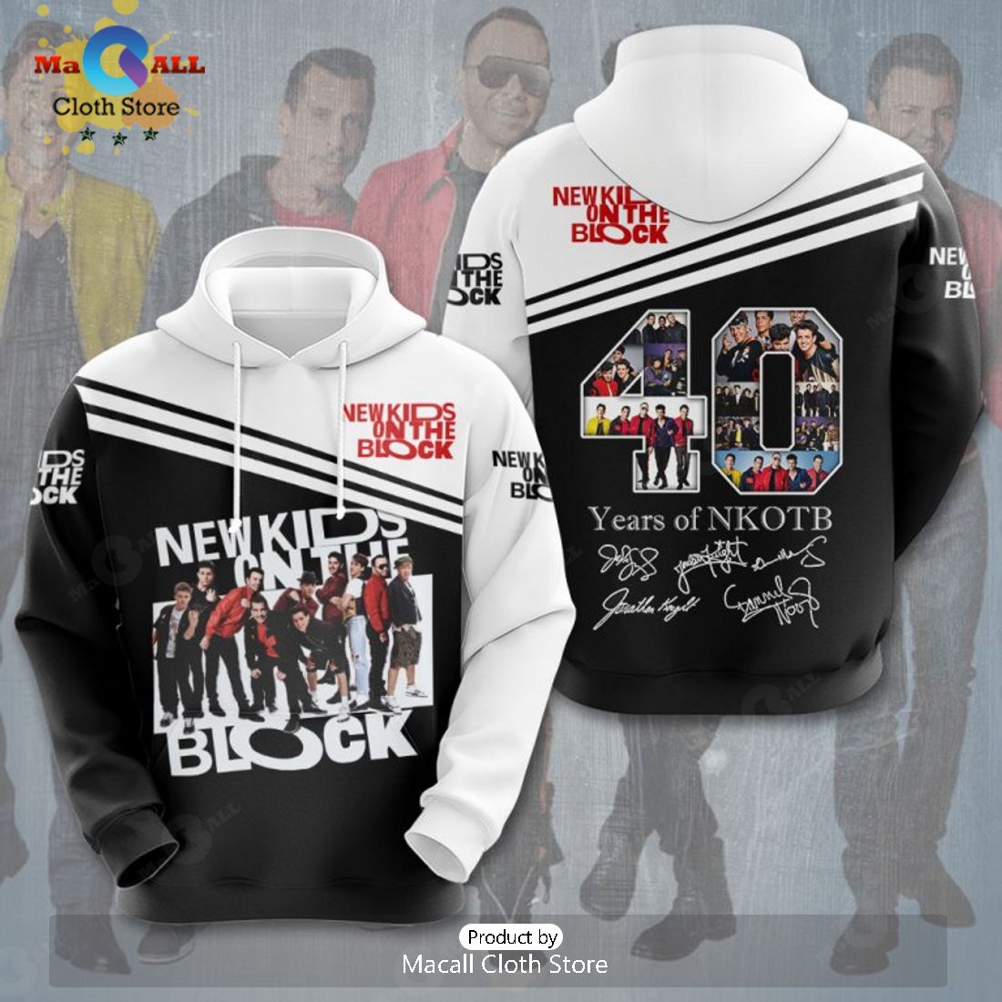New Kids On The Block 40 Years Of NKOTB Signatures Hoodie 3D Limited