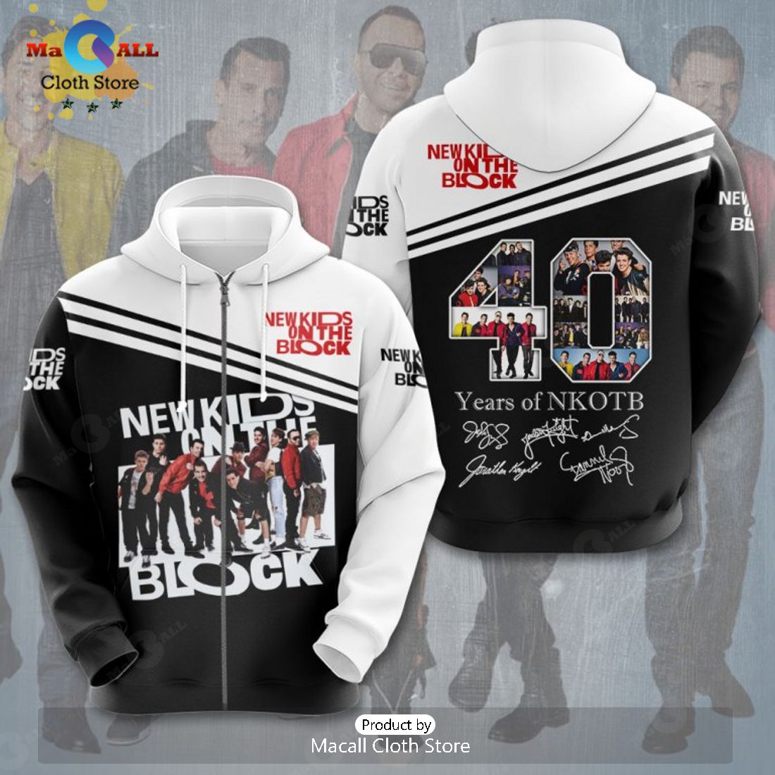 New Kids On The Block 40 Years Of NKOTB Signatures Hoodie 3D Limited