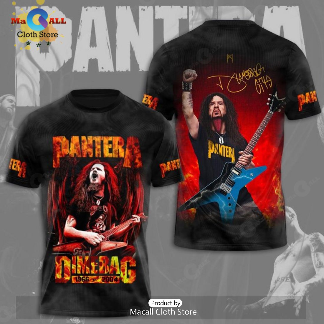 Pantera Dimebag 1966 2004 On Stage Signatures Black Apparels Hoodie 3D