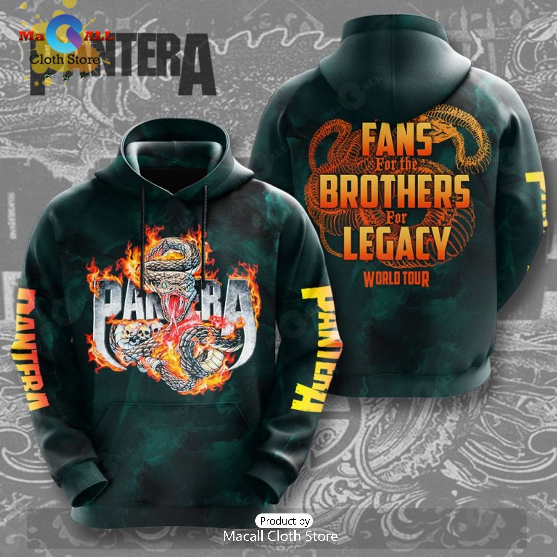 Pantera Fans Brothers Legacy World Tour Black Apparels Hoodie 3D