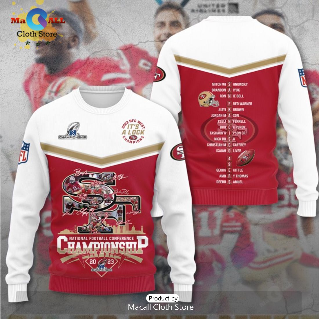 San Francisco 49ers It’s A Lock Football Championship Signatures Apparels Hoodie 3D