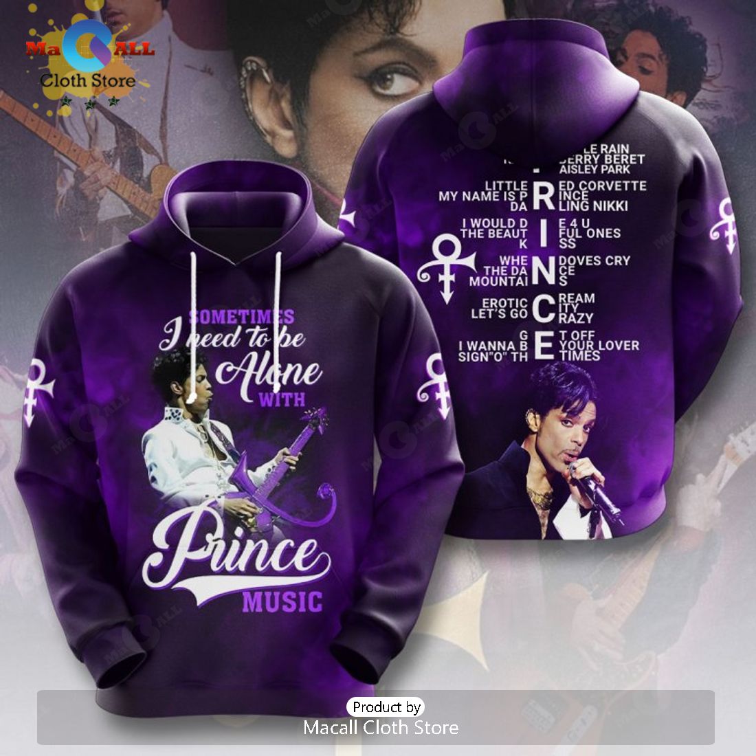 Sometimes Need To Alone With Prince Music Purple Apparels Hoodie 3D