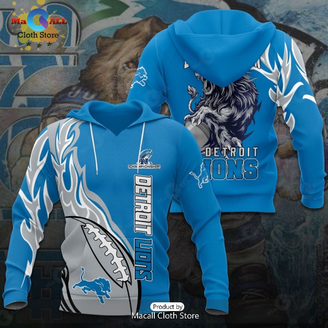 Special Detroit Lions Defend The Den Blue Apparels Hoodie 3D