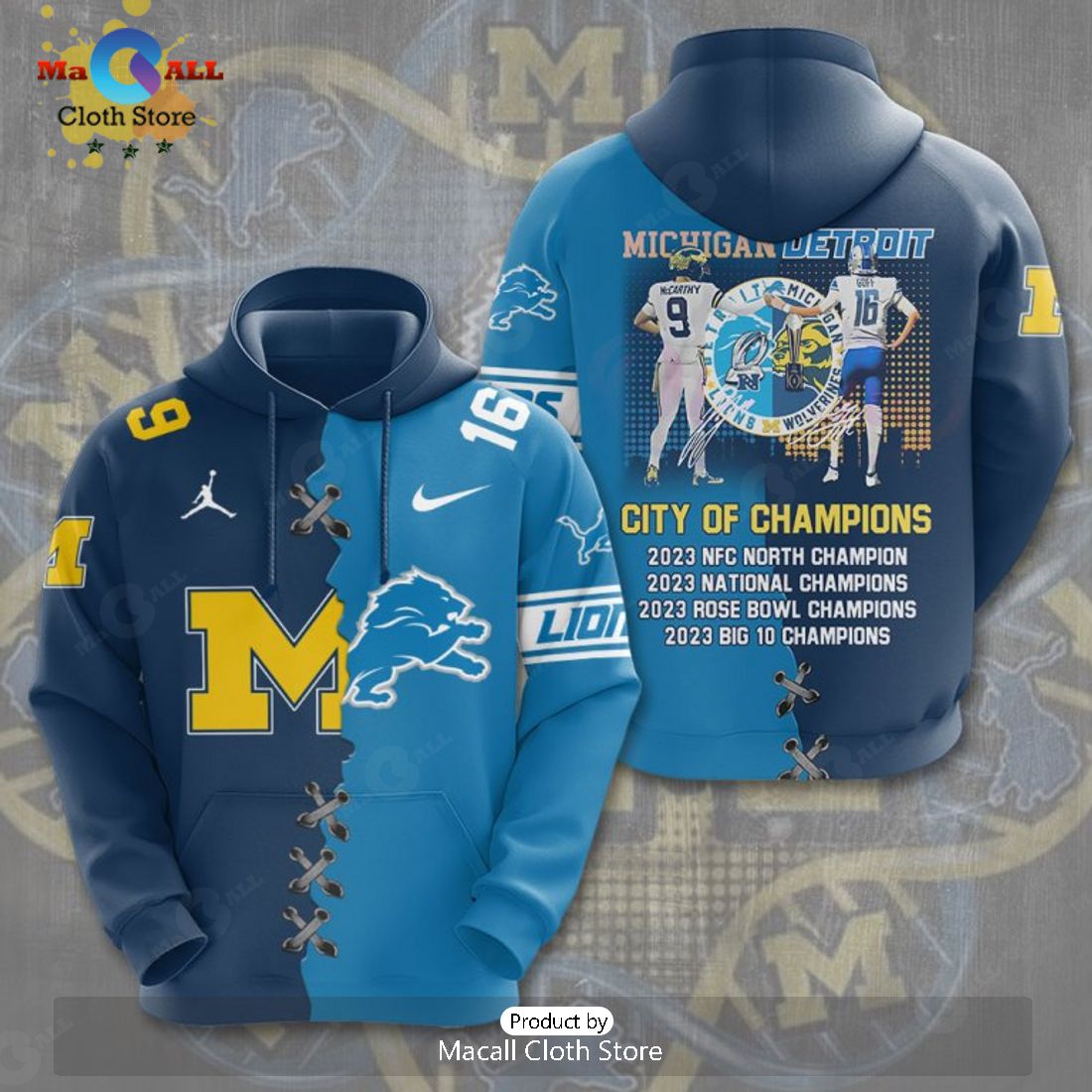 Special Michigan Wolverines Football x Detroit Lions Mix Jersey Apparels Hoodie 3D