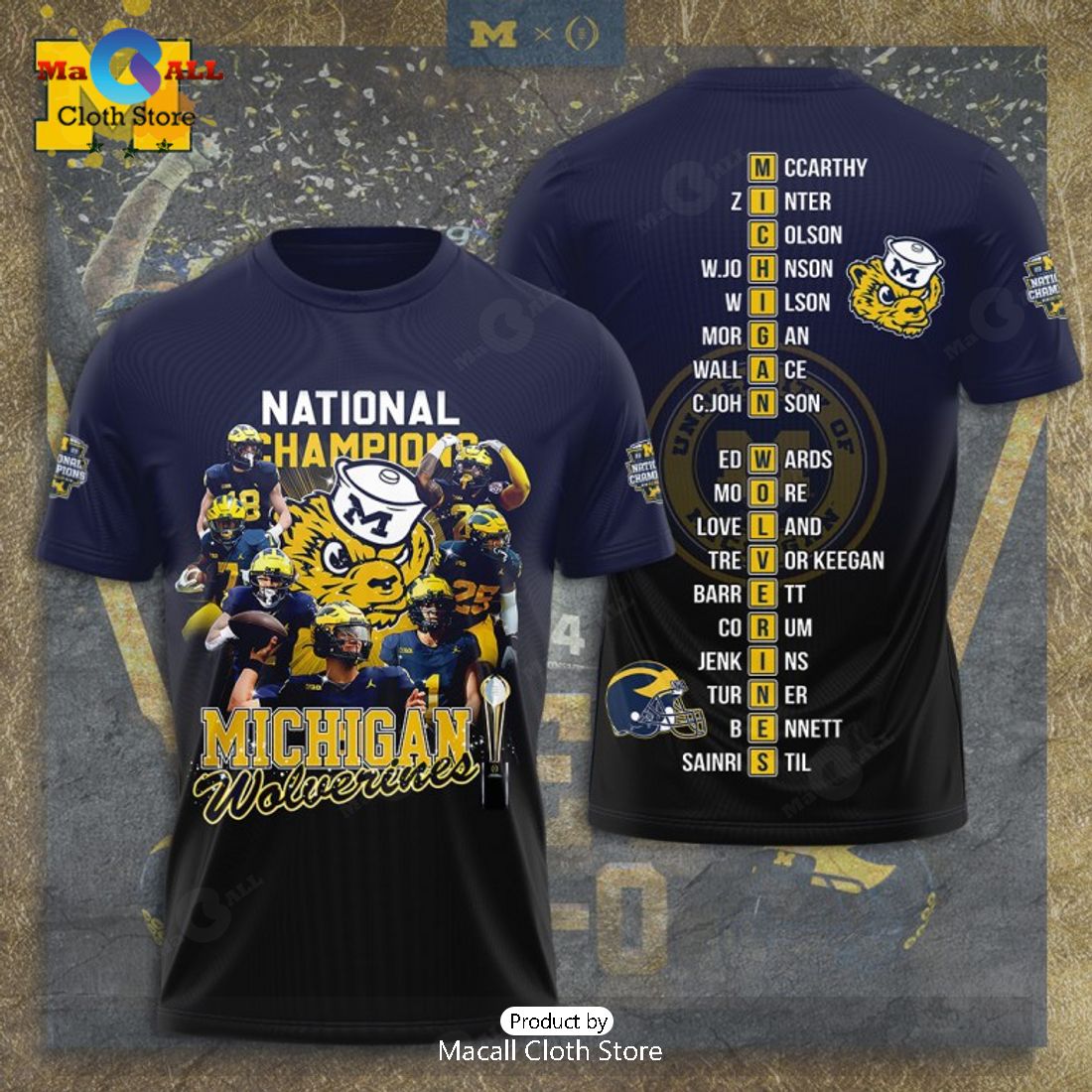 Special Michigan Wolverines National Champions Football Navy Apparels Hoodie 3D