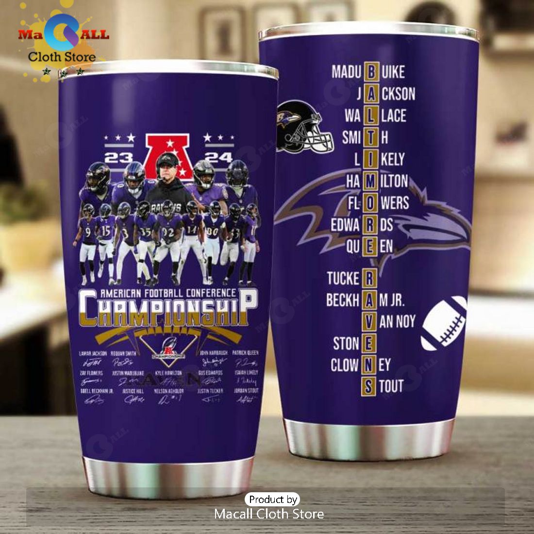 American Football Conference Baltimore Ravens Champions Navy Tumbler Cup Limited