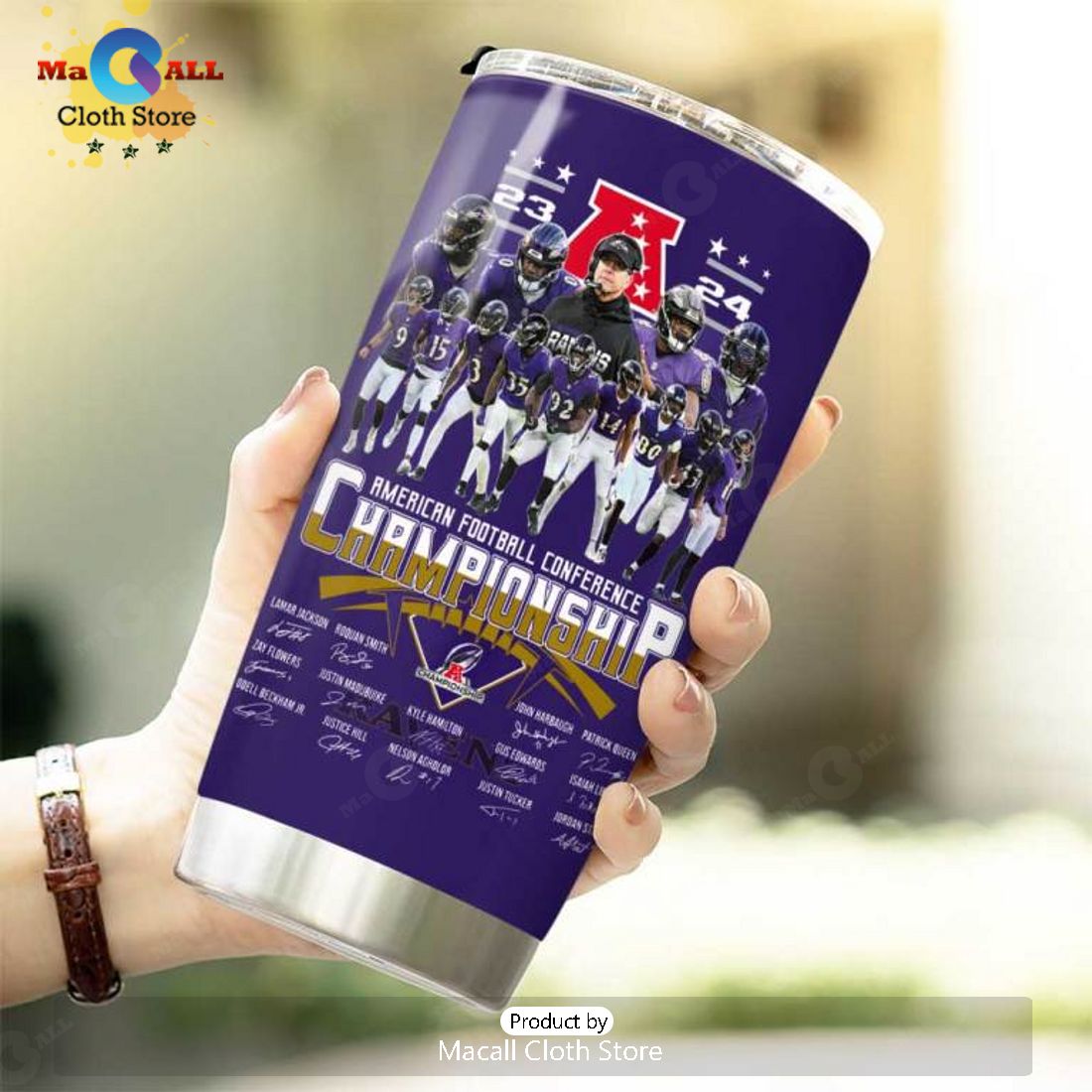 American Football Conference Baltimore Ravens Champions Navy Tumbler Cup Limited