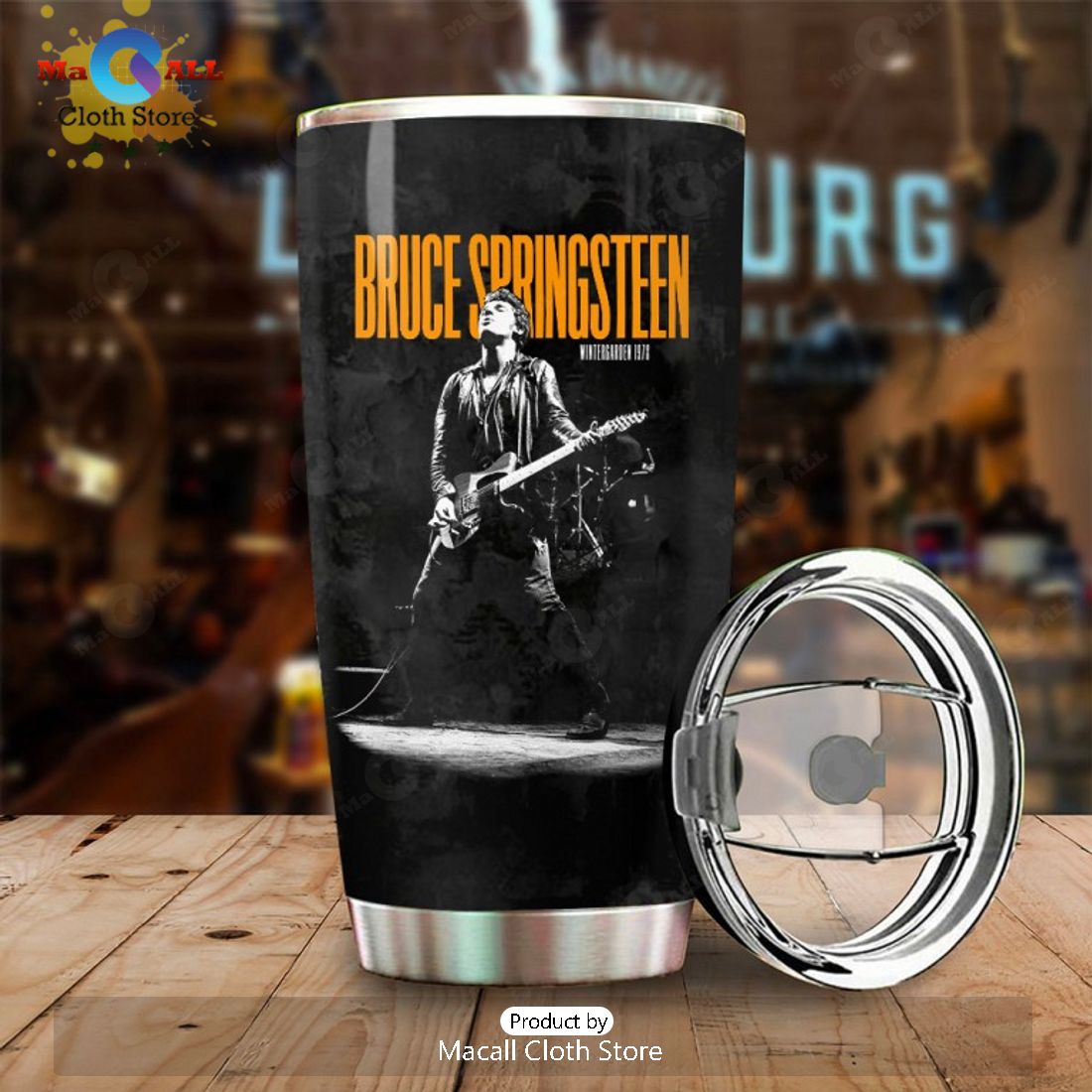 Bruce Springsteen 60 Year 1964 2024 Memories Signatures Black Tumbler Cup