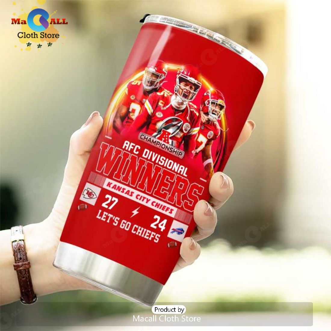 Let’s Go Chiefs Kansas City Chiefs AFC Divisional Winners Red Tumbler Cup