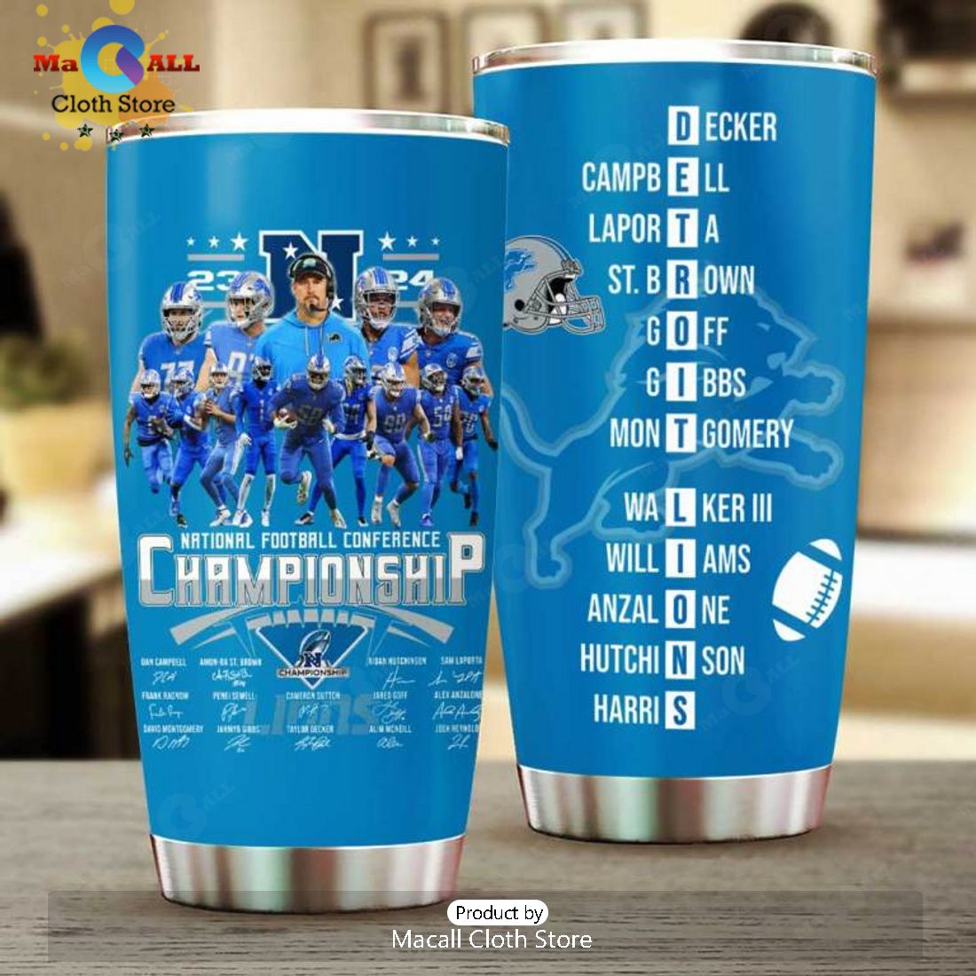 Limited Detroit Lions National Football Conference Champions Blue Tumbler Cup