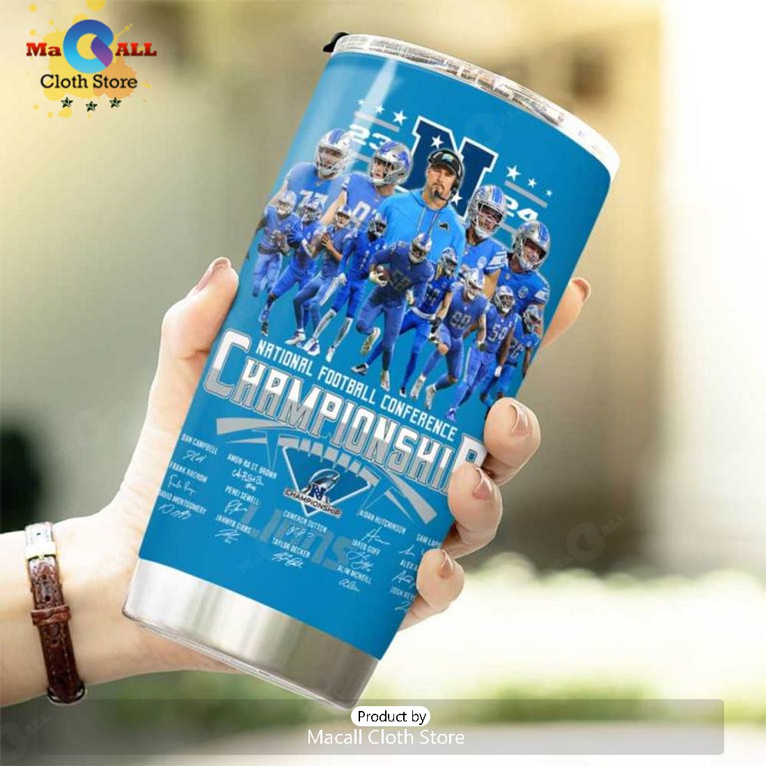 Limited Detroit Lions National Football Conference Champions Blue Tumbler Cup