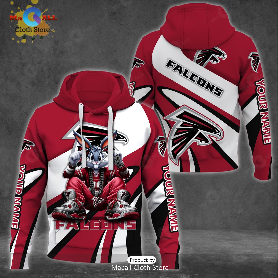 Custom Name Atlanta Falcons Bugs Bunny Sport Clothing 3D Hoodie And Pants