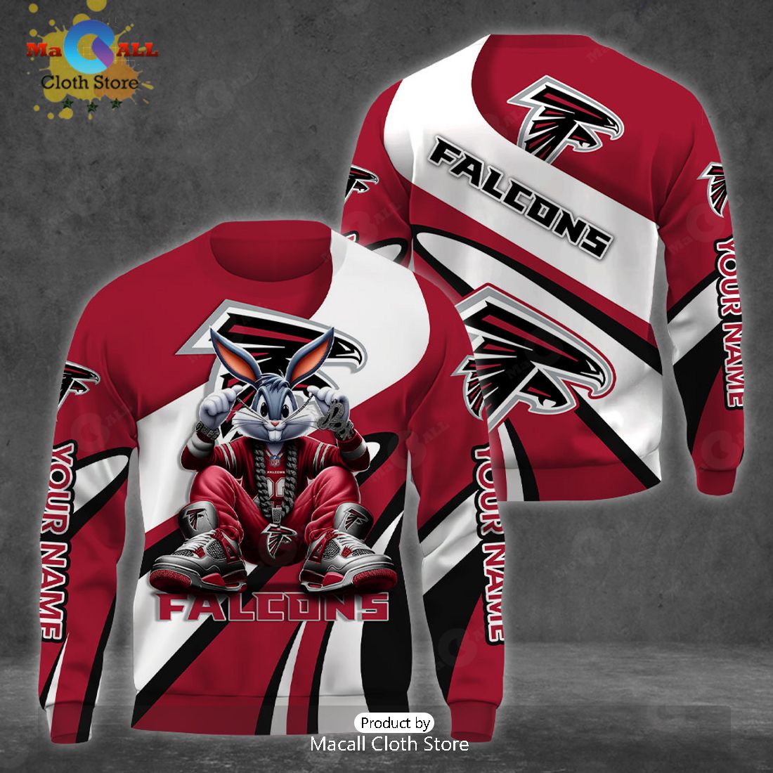 Custom Name Atlanta Falcons Bugs Bunny Sport Clothing 3D Hoodie And Pants