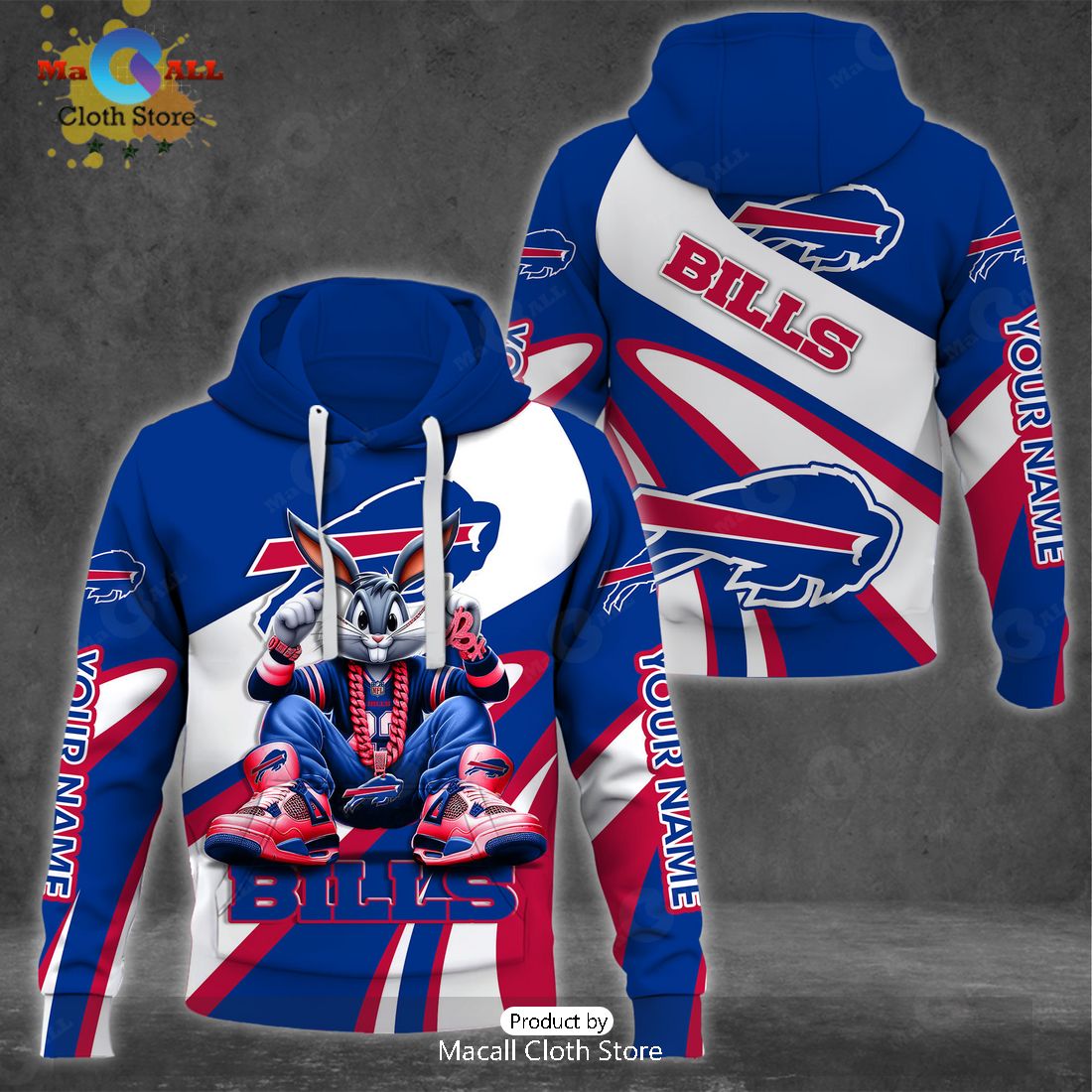 Custom Name Buffalo Bills Bugs Bunny Sport Clothing 3D Hoodie And Pants