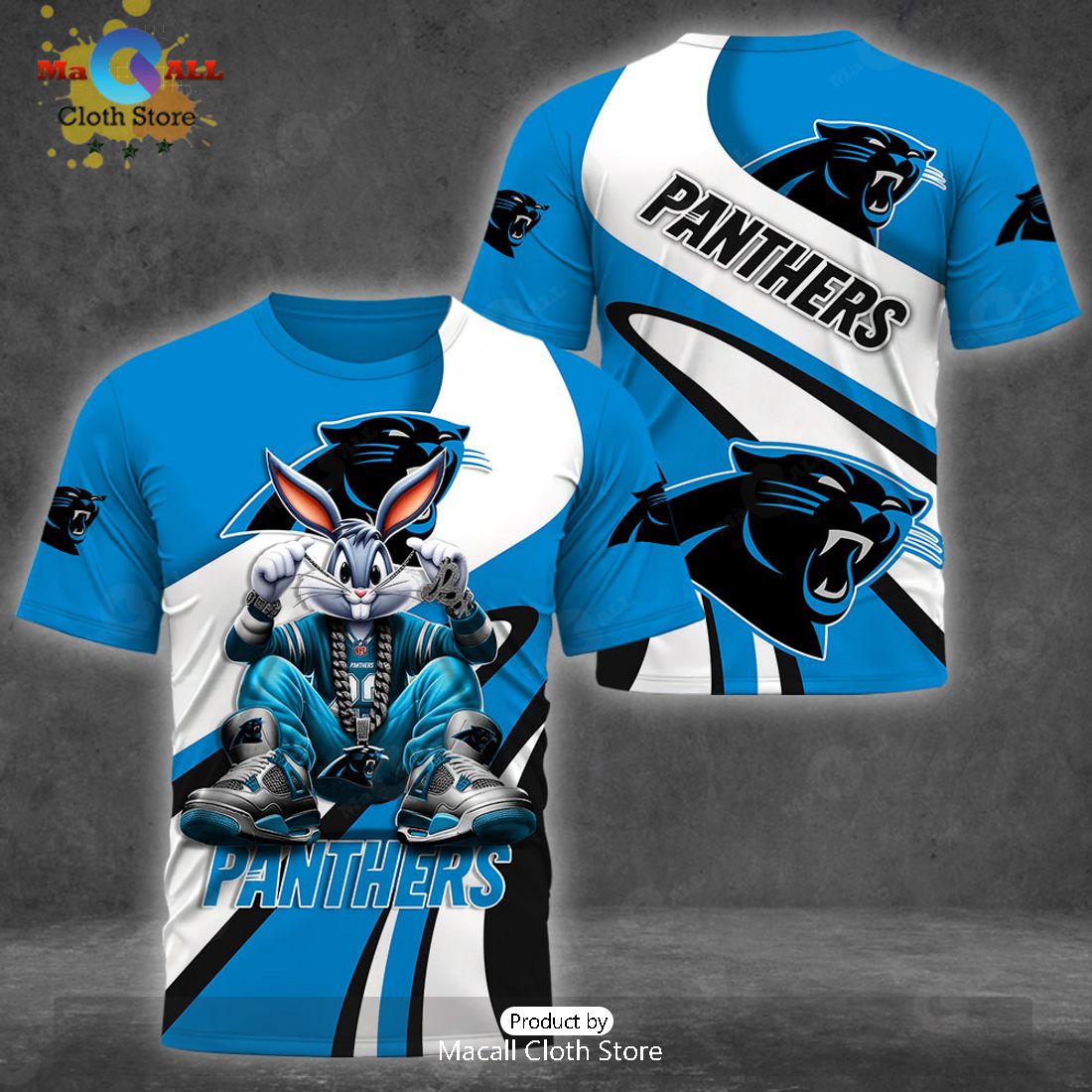 Custom Name Carolina Panthers Bugs Bunny Sport Clothing 3D Hoodie And Pants