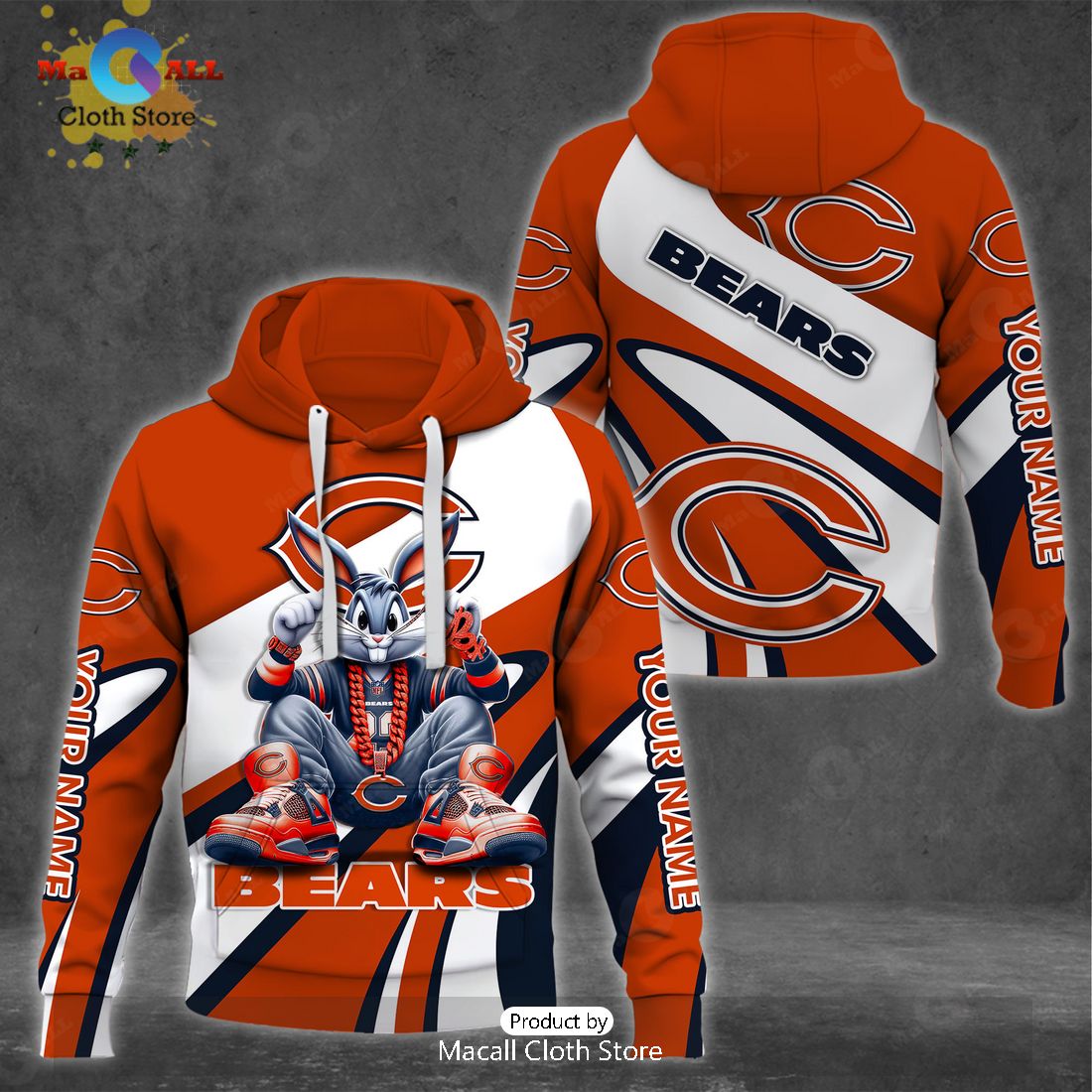 Custom Name Chicago Bears Bugs Bunny Sport Clothing 3D Hoodie And Pants