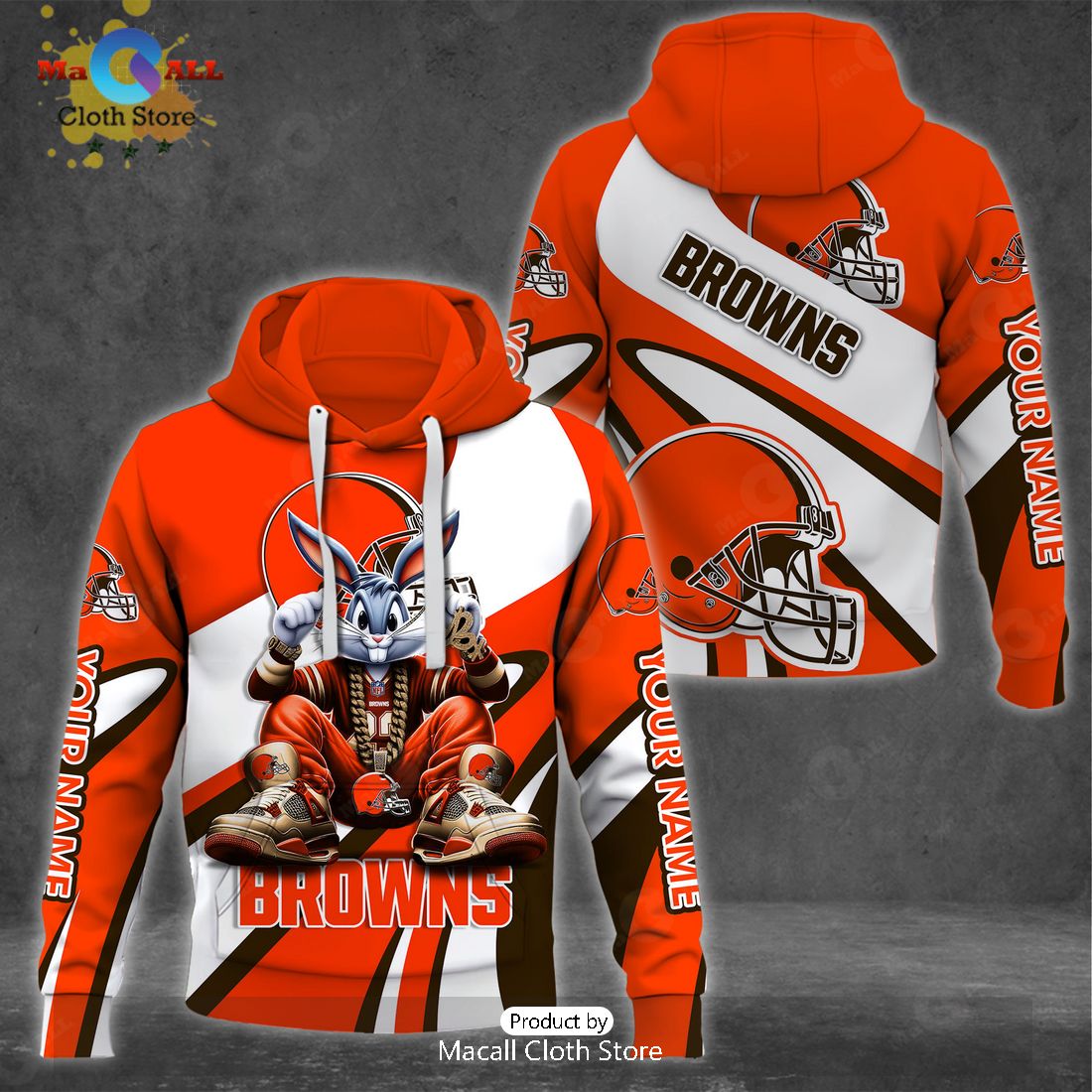 Custom Name Cleveland Browns Bugs Bunny Sport Clothing 3D Hoodie And Pants