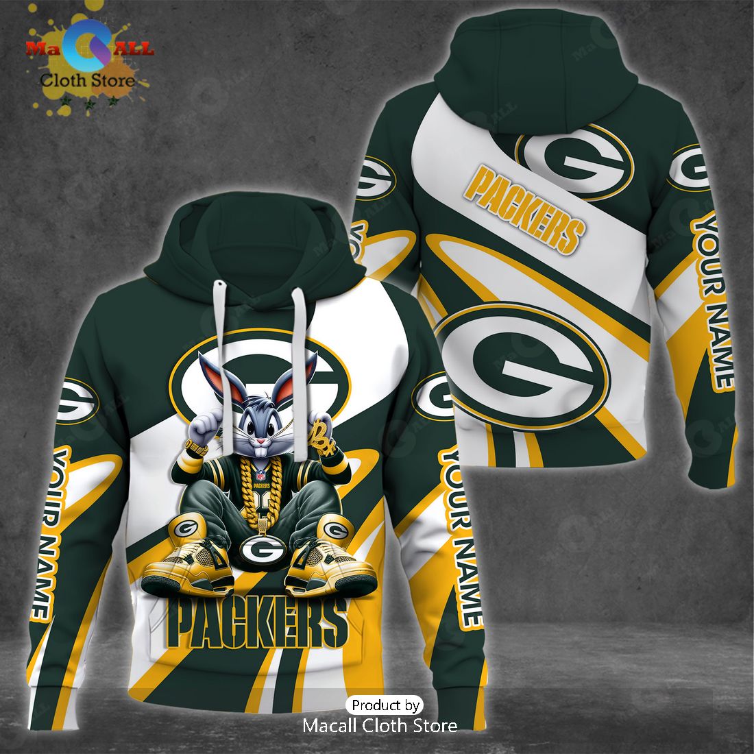 Custom Name Green Bay Packers Bugs Bunny Sport Clothing 3D Hoodie And Pants