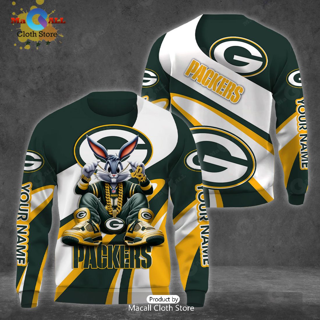 Custom Name Green Bay Packers Bugs Bunny Sport Clothing 3D Hoodie And Pants