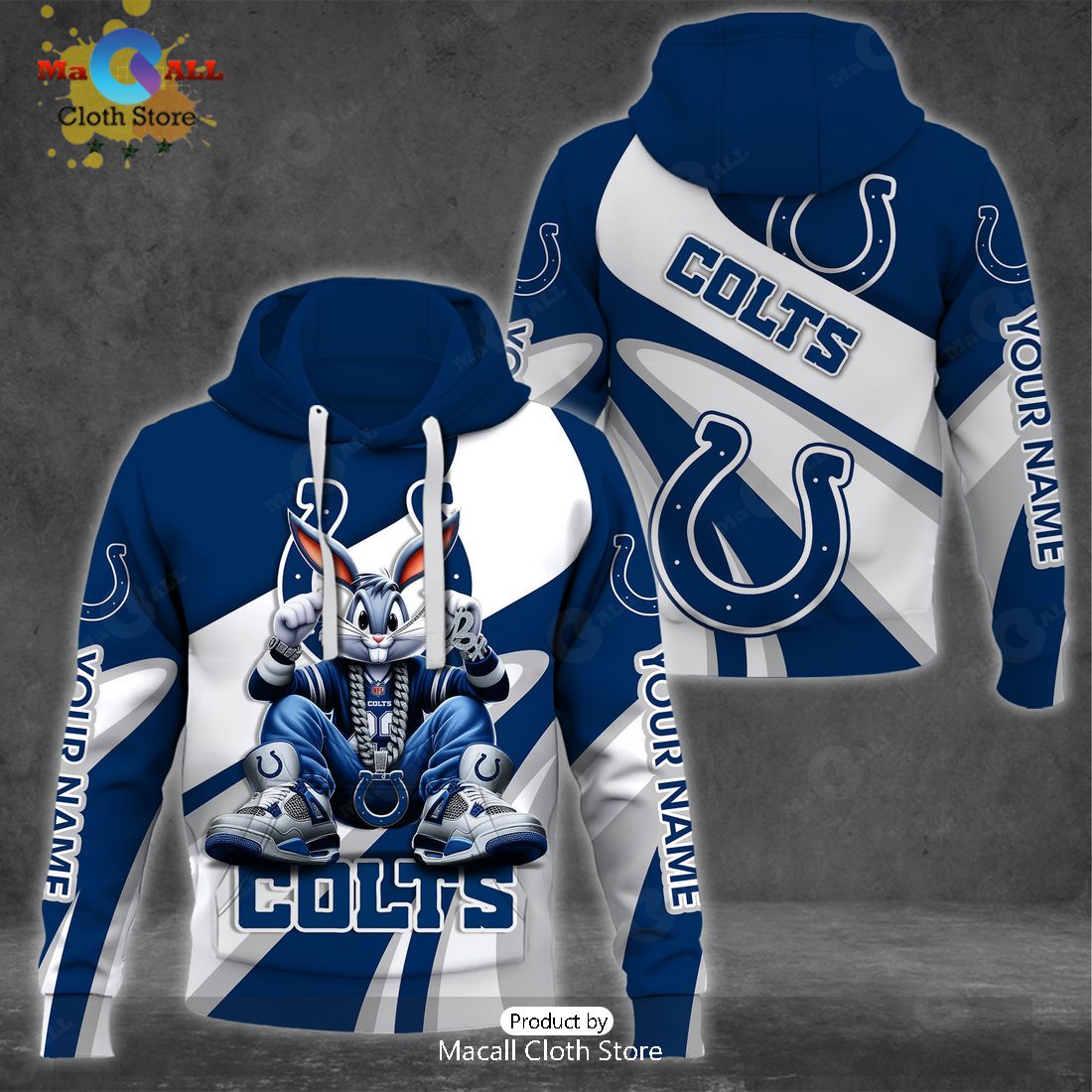 Custom Name Indianapolis Colts Bugs Bunny Sport Clothing 3D Hoodie And Pants