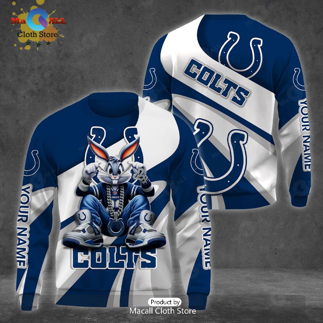 Custom Name Indianapolis Colts Bugs Bunny Sport Clothing 3D Hoodie And Pants