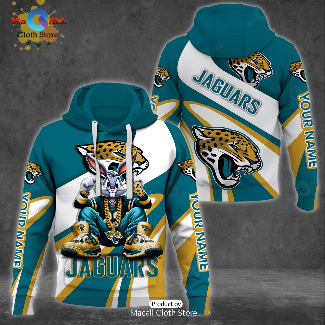 Custom Name Jacksonville Jaguars Bugs Bunny Sport Clothing 3D Hoodie And Pants