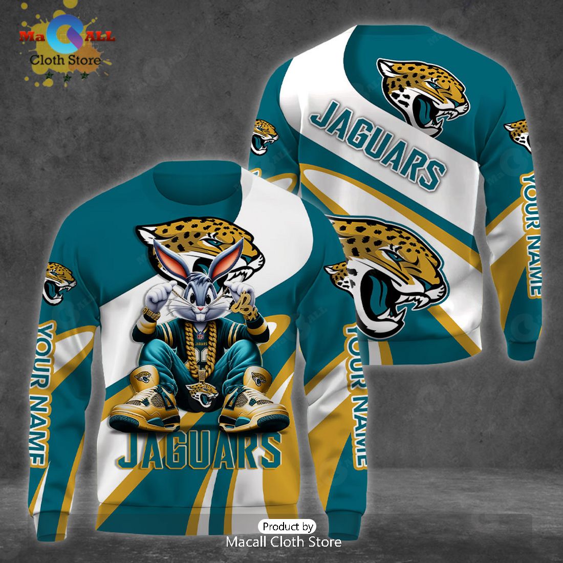 Custom Name Jacksonville Jaguars Bugs Bunny Sport Clothing 3D Hoodie And Pants