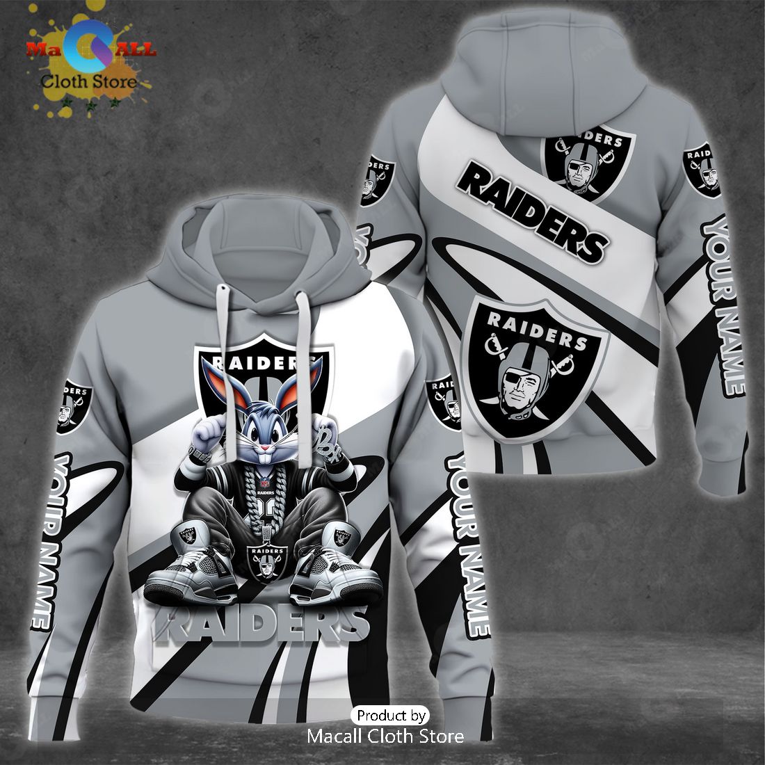 Custom Name Las Vegas Raiders Bugs Bunny Sport Clothing 3D Hoodie And Pants