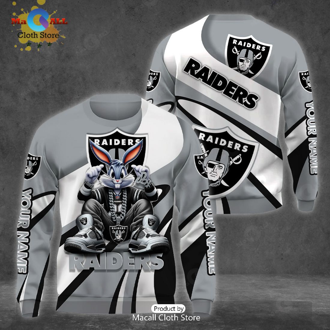 Custom Name Las Vegas Raiders Bugs Bunny Sport Clothing 3D Hoodie And Pants
