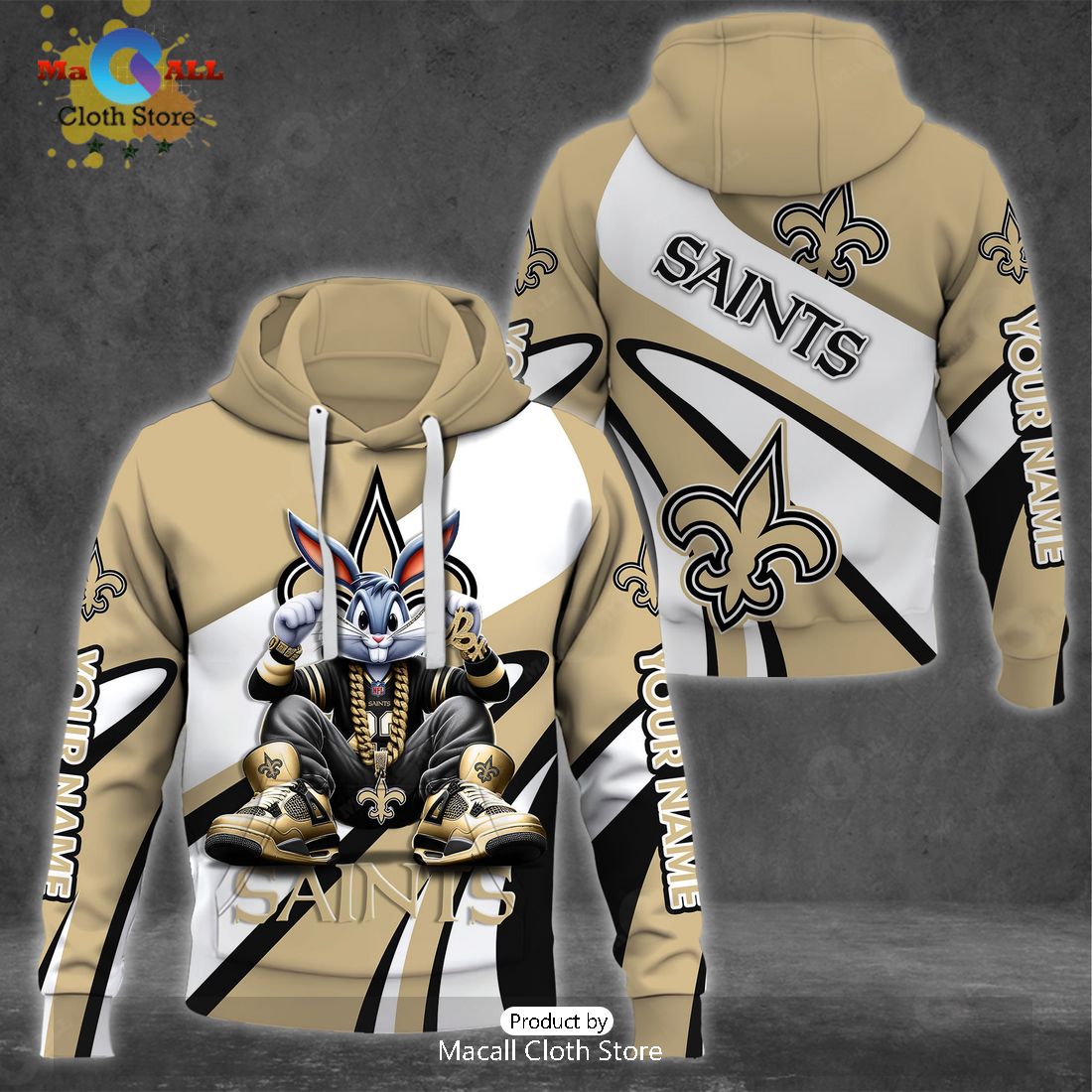Custom Name New Orleans Saints Bugs Bunny Sport Clothing 3D Hoodie And Pants