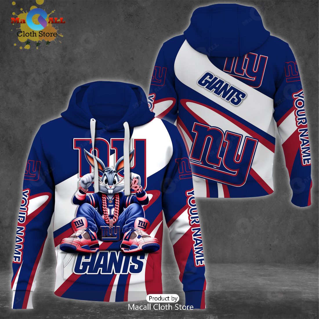 Custom Name New York Giants Bugs Bunny Sport Clothing 3D Hoodie And Pants