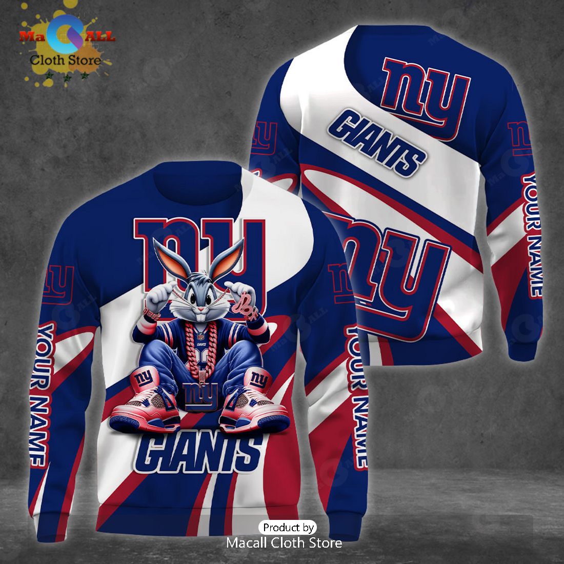 Custom Name New York Giants Bugs Bunny Sport Clothing 3D Hoodie And Pants