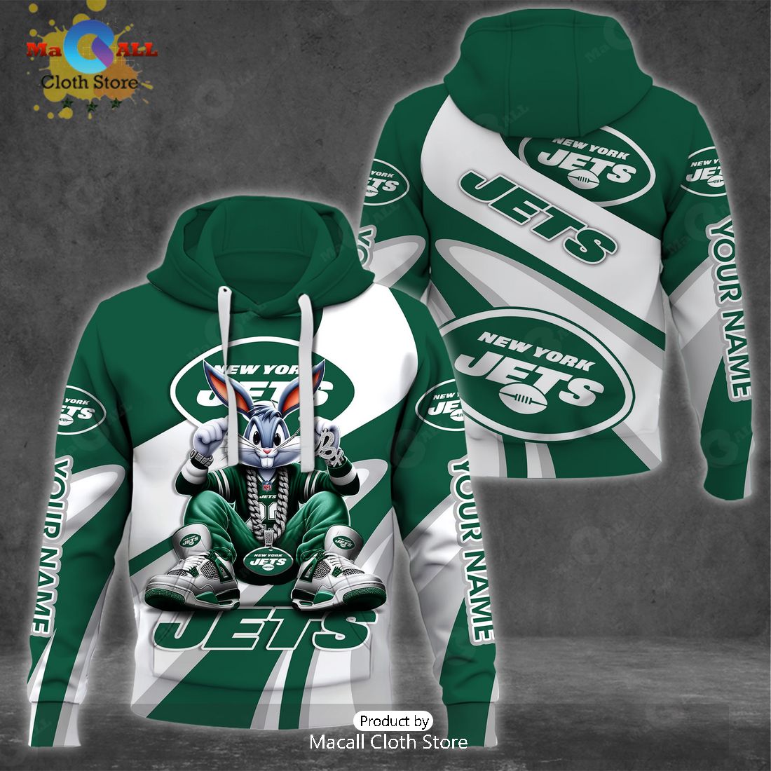 Custom Name New York Jets Bugs Bunny Sport Clothing 3D Hoodie And Pants