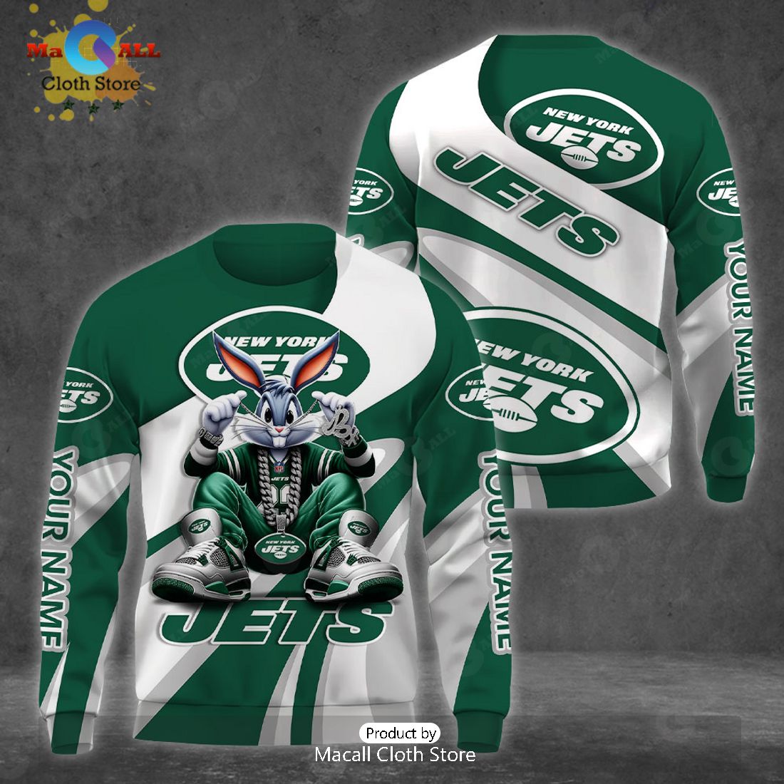 Custom Name New York Jets Bugs Bunny Sport Clothing 3D Hoodie And Pants